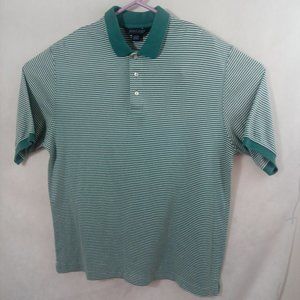 LANDS" END Golf polo shirt XL green/white  striped